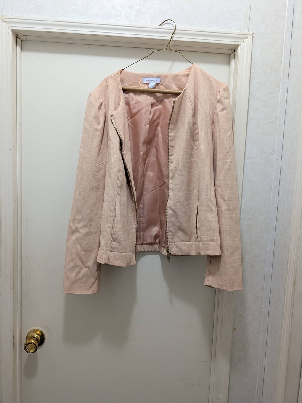 Liz Claiborne Light Blush Zip-Front Women's Blazer